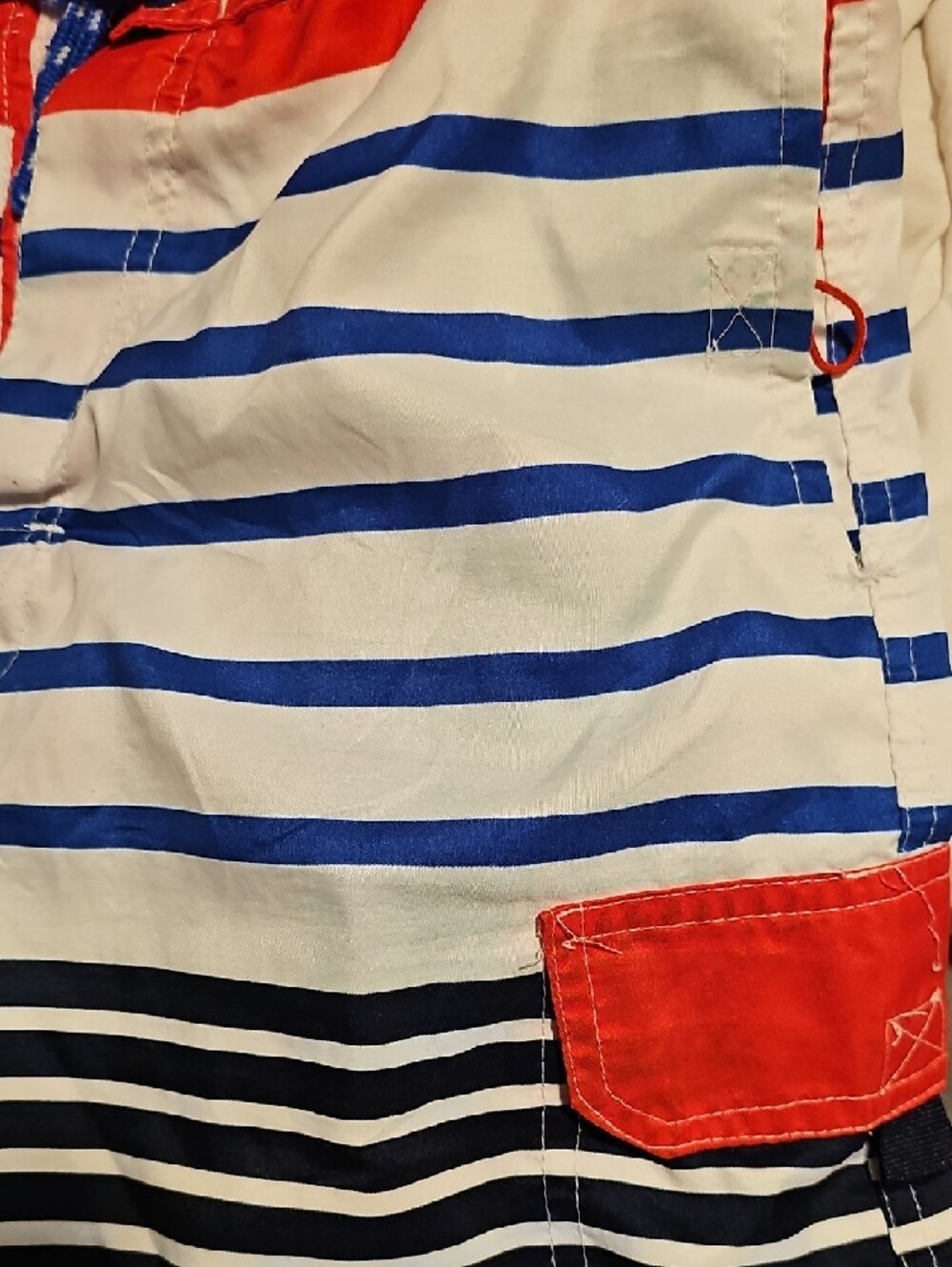 Quiksilver Red, Navy & White Striped Swim Trunks - Picture 4 of 4